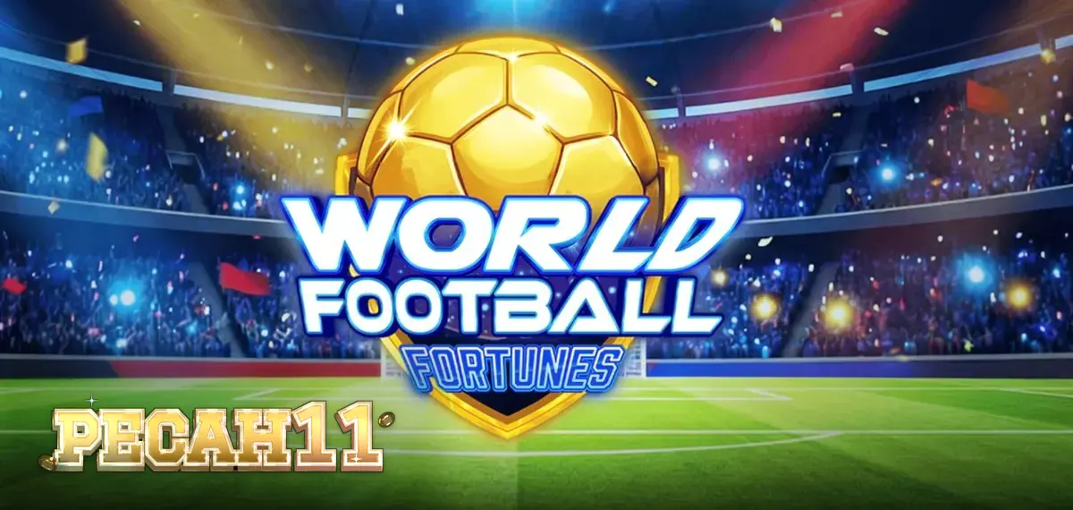 Tampilan visual slot World Football Fortunes dengan latar belakang stadion sepak bola yang megah.