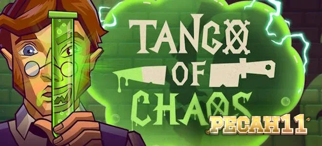 Tampilan antarmuka slot Tango of Chaos dengan elemen laboratorium yang futuristik.